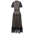 Kate Kasin Stunning Short Sleeve Lace Black Evening Prom Gown Long Party Dress KK001084-1